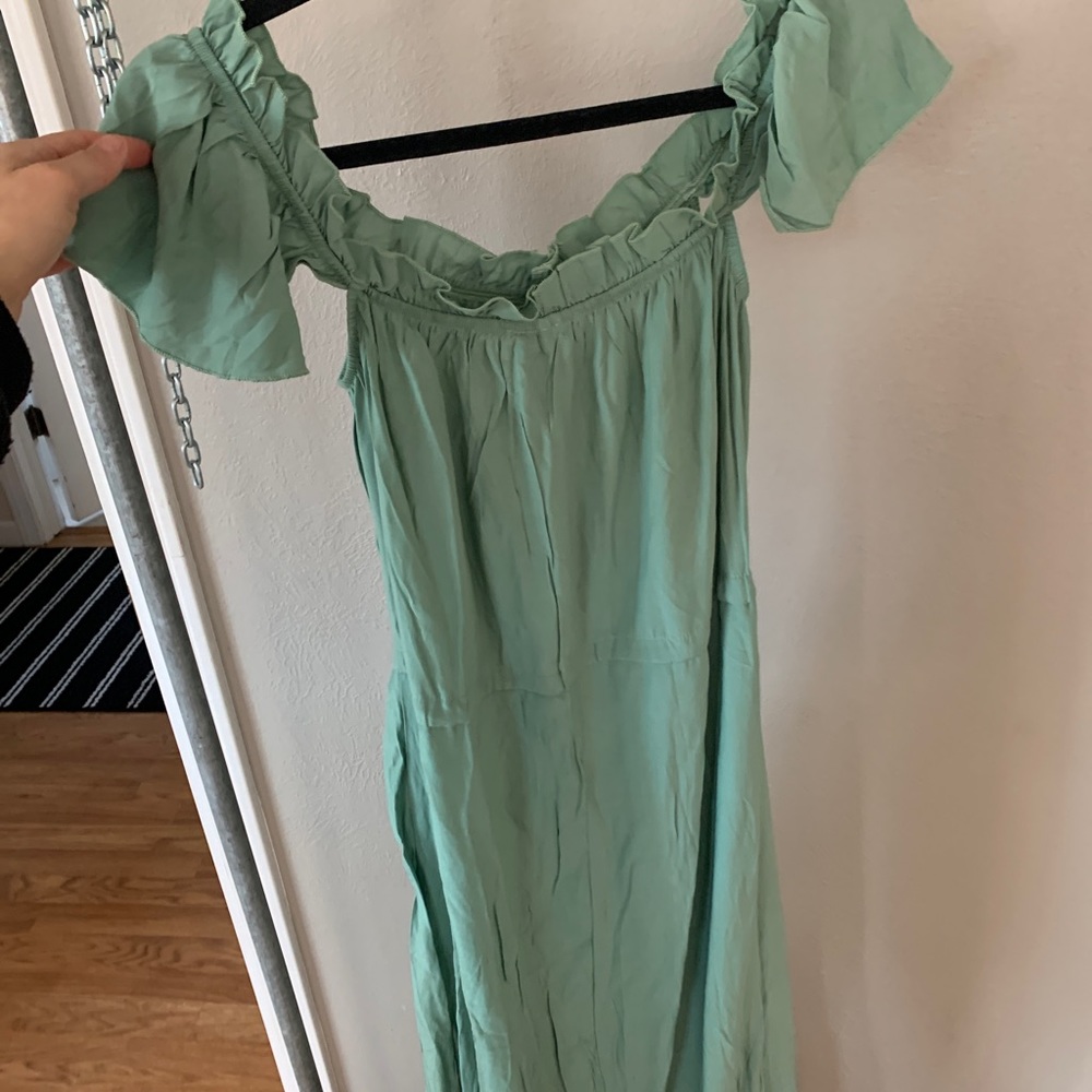 Stunning light sage green ruffle maxi dress country summer southern belle M NEW - Picture 8 of 14